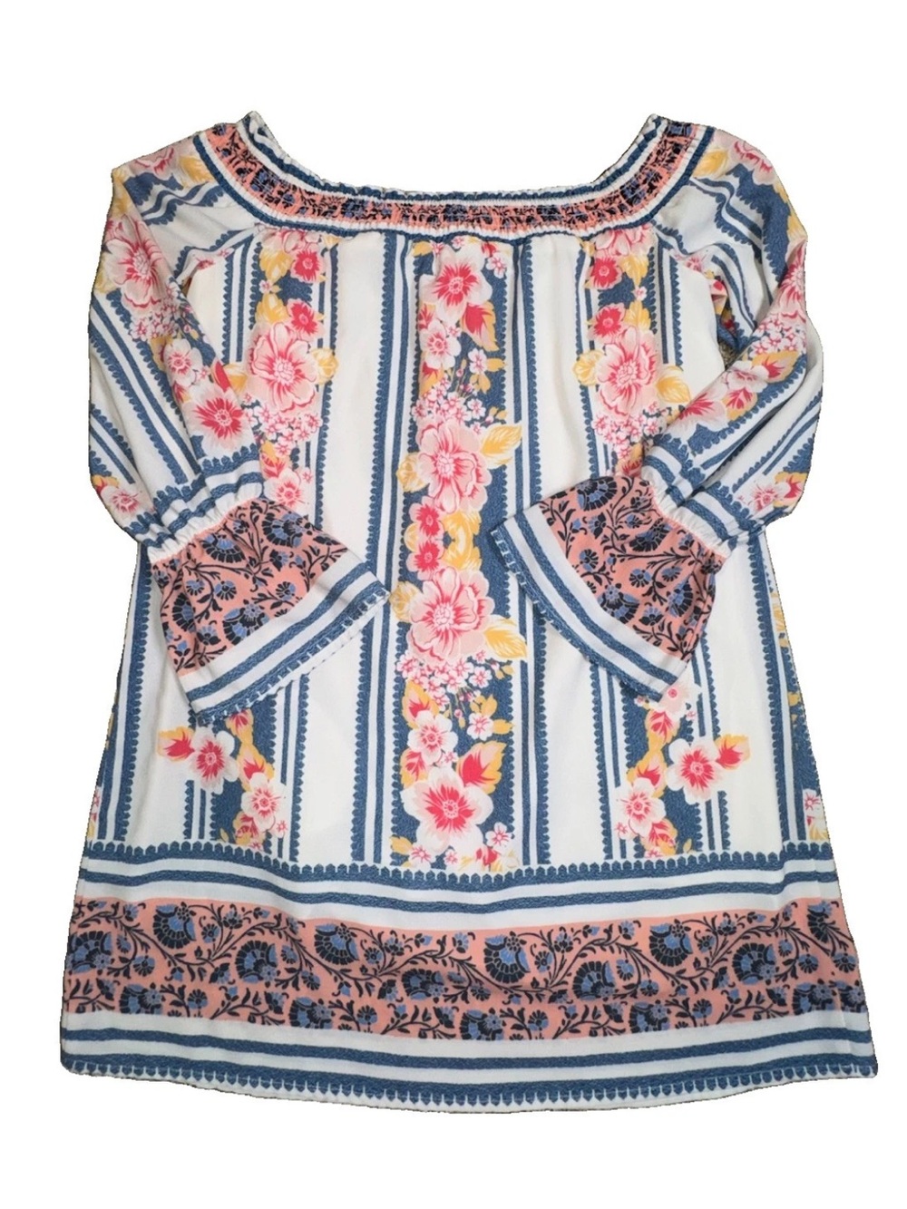 Forever 21 Boho Floral Off Shoulder Bell Sleeve Mini Dress Small Cottagecore Y2K
